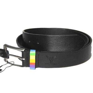 Hyde & Tanner Bonded Leather Belt Black Rainbow Accent Men's Size M or 34-36